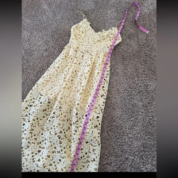 ASTR The Label Butter Yellow Crochet Lace Midi Dress 
size Small (4) - Picture 12 of 12